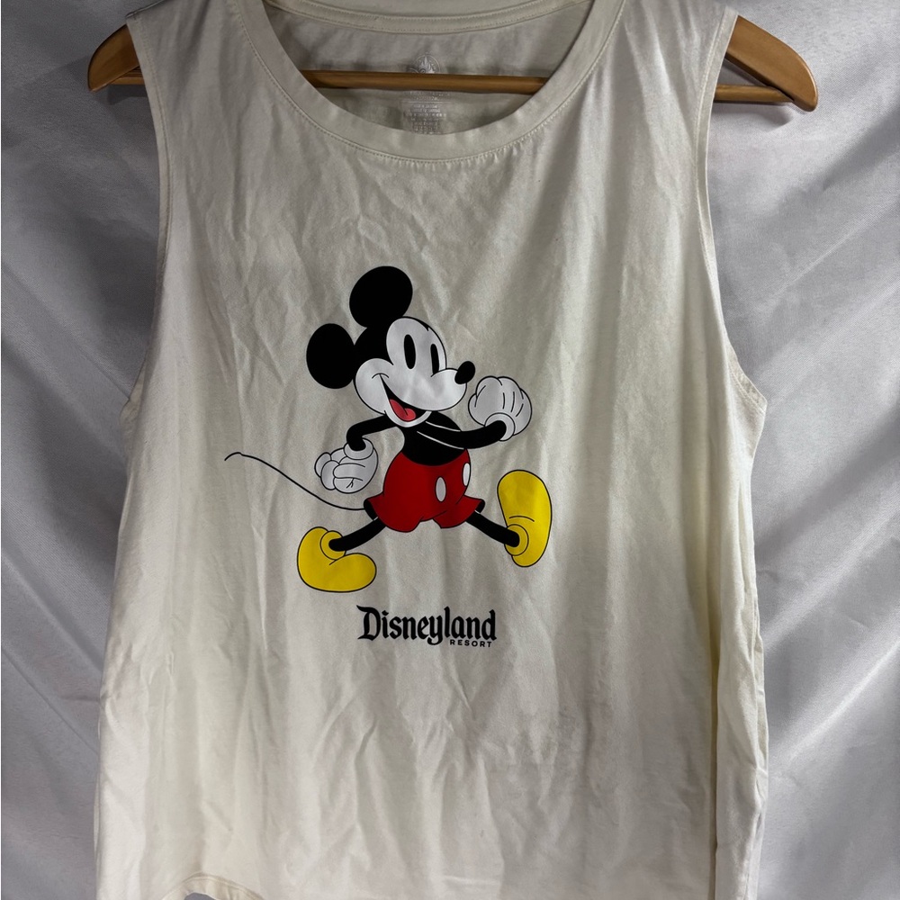Disney Mickey Mouse‎ Women's Size XL Cream Graphic Tank Top Sleeveless Shirt